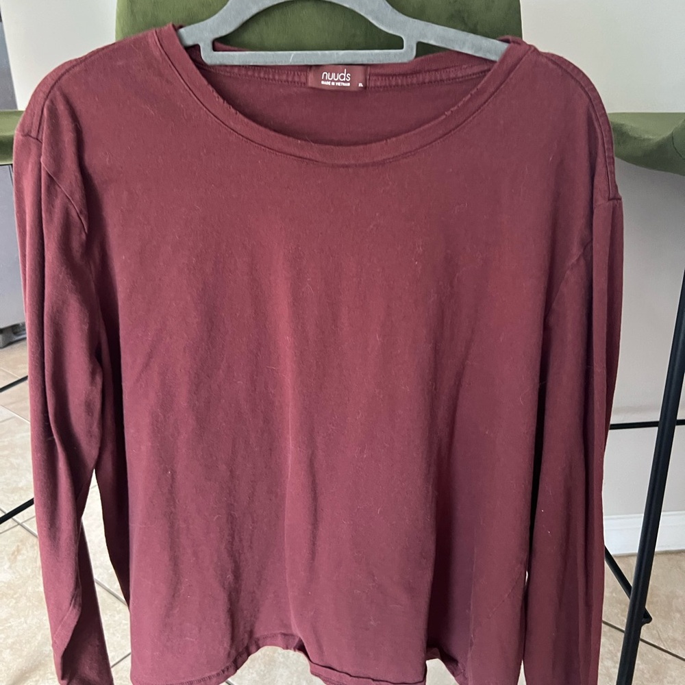 Nuuds Black Cherry long sleeve everyday tee in xl